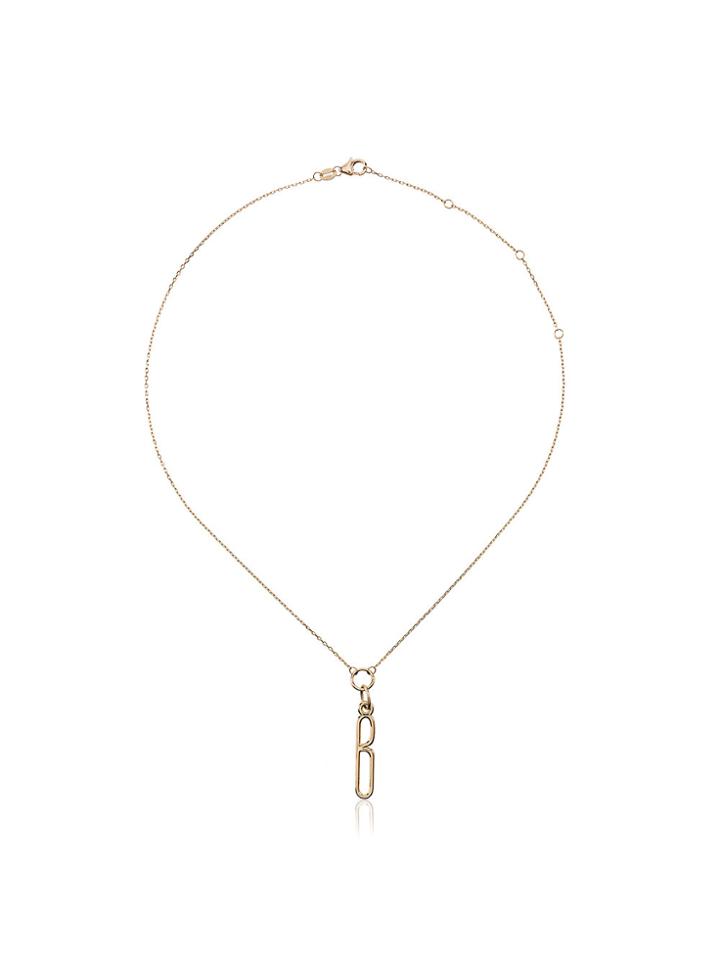 Foundrae 18k Yellow Gold Letter B Pendant Necklace - Metallic