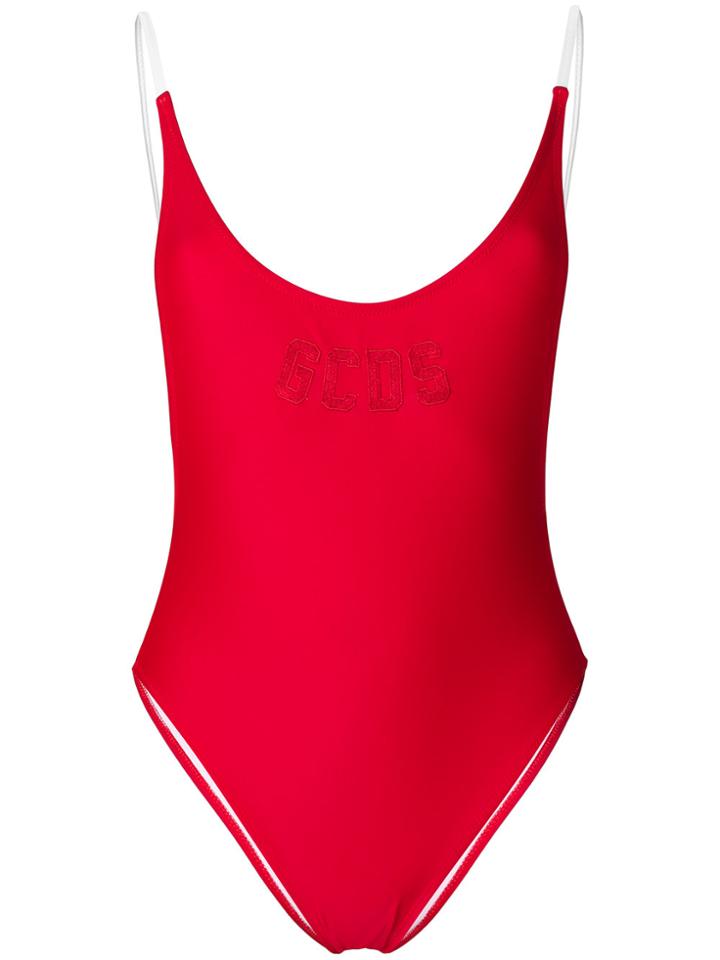 Gcds Contrast Strap Logo One-piece - Red