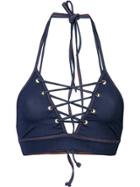 Jonathan Simkhai Lace Up Grommet Bikini Top - Blue