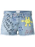 Mira Mikati Graffiti Denim Short Shorts, Women's, Size: 38, Blue, Cotton