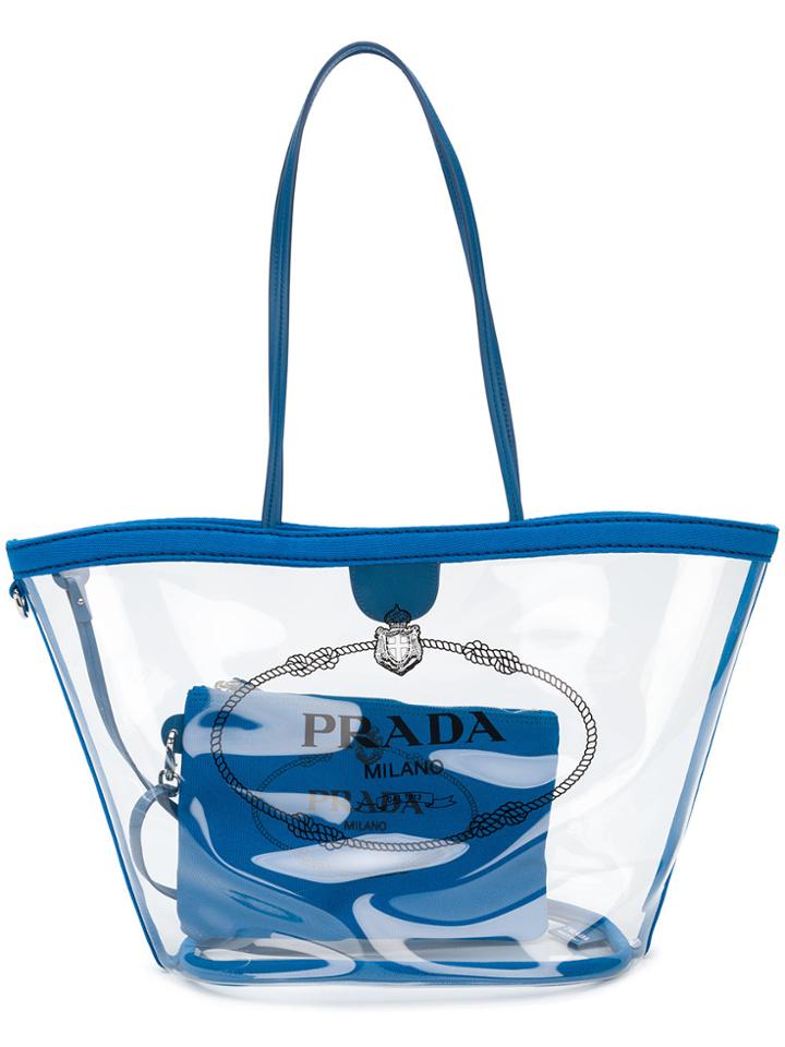 Prada Transparent Vinyl Shopper - White