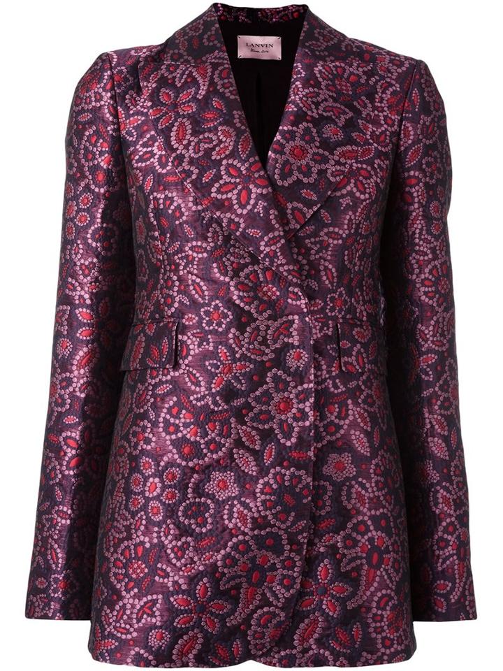 Lanvin Jacquard Floral Detail Blazer, Women's, Size: 38, Pink/purple, Acetate/polyester/acrylic/viscose