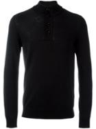 Paolo Pecora Buttoned Round Neck Jumper, Men's, Size: Small, Black, Polyamide/virgin Wool