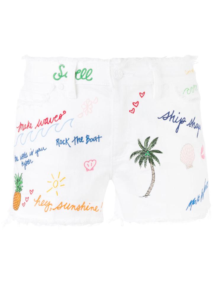Tory Burch - Enzyme Wash Denim Shorts - Women - Cotton/polyester/spandex/elastane - 28, Women's, White, Cotton/polyester/spandex/elastane