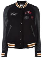 Coach Baseball Jacket, Women's, Size: 6, Black, Viscose/wool/nylon/leather