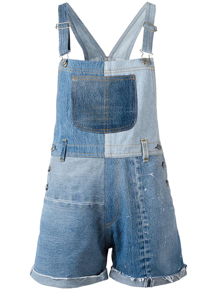 Re/done - Patchwork Dungarees - Women - Cotton - Xs, Women's, Blue, Cotton