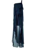 Alberta Ferretti One-shoulder Draped Dress, Women's, Size: 42, Blue, Silk/acetate/other Fibers