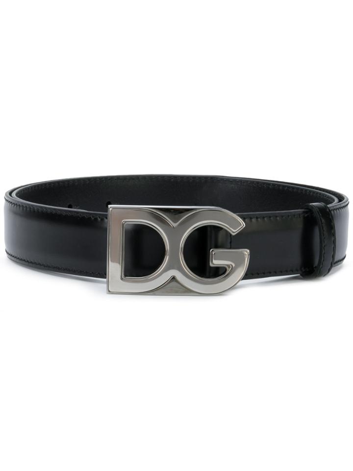 Dolce & Gabbana Designer Logo Belt - Black