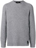 Fendi Ribbed Knit Crewneck Sweater - Grey