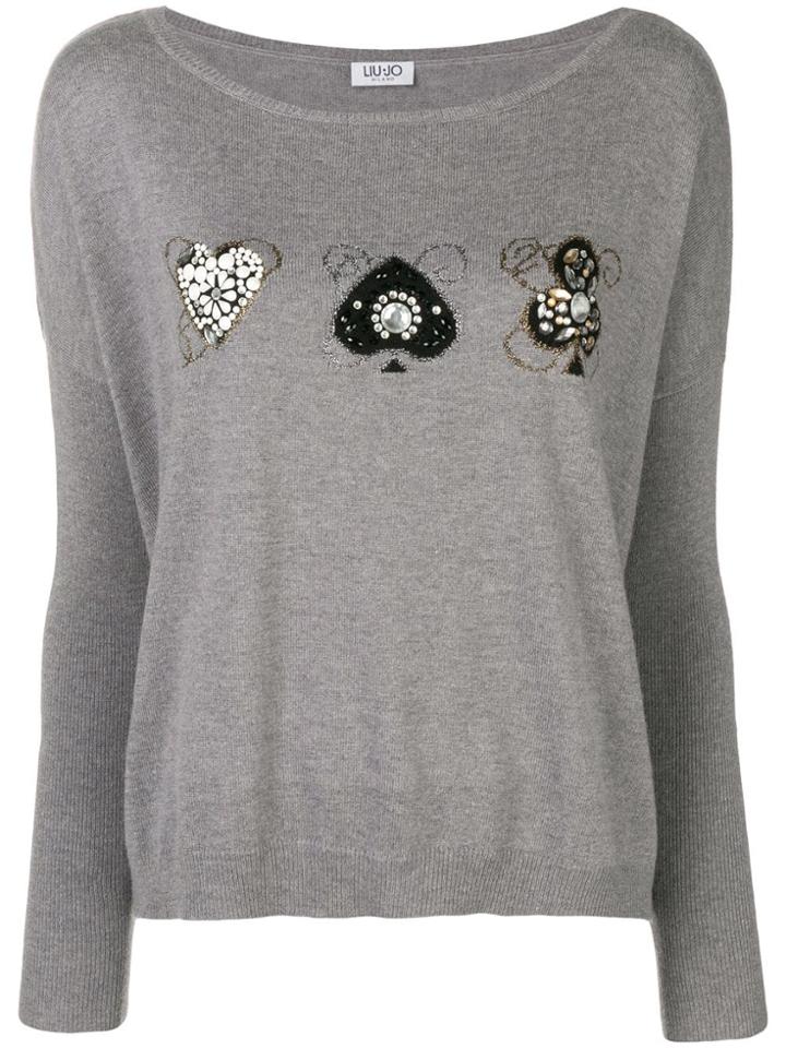 Liu Jo Embellished Sweater - Grey