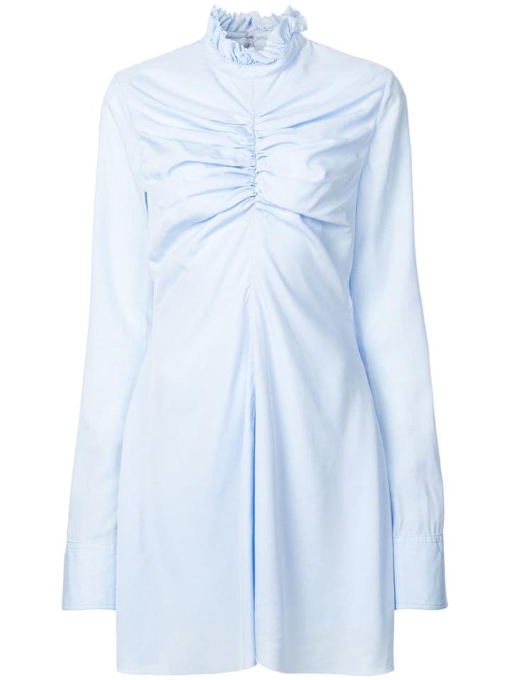 Marques'almeida Ruffled Neck Mini Dress - Blue