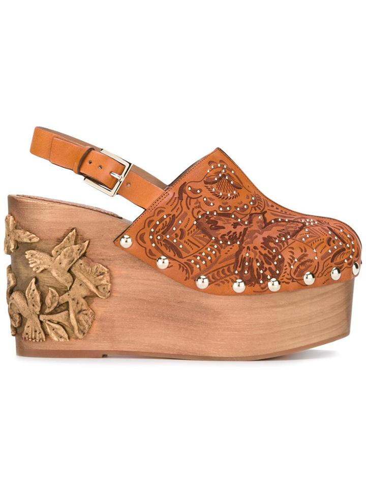 Red Valentino Sling-back Wedge Sandals - Brown