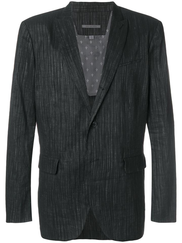 John Varvatos Woven Button Blazer - Black