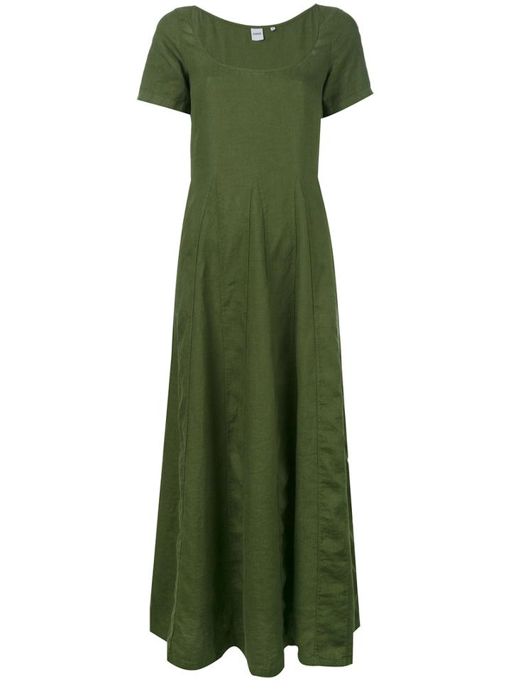 Aspesi - Flared Panelled Dress - Women - Linen/flax - 42, Green, Linen/flax