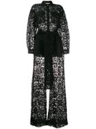Valentino Floral Lace Belted Jumpsuit - Black