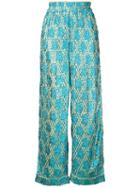 Ganni 'emiko' Metallic Jacquard Trousers, Women's, Size: 34, Blue, Viscose/metallic Fibre