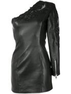 Balmain Leather One-shoulder Dress - Black