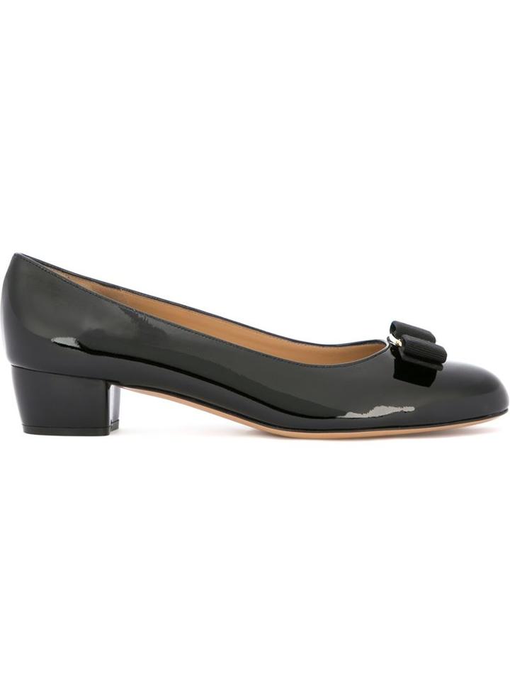 Salvatore Ferragamo Vara Pumps, Women's, Size: 10.5, Black, Patent Leather/leather