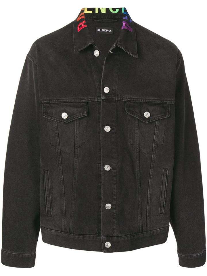 Balenciaga Logo Collar Jacket - Black