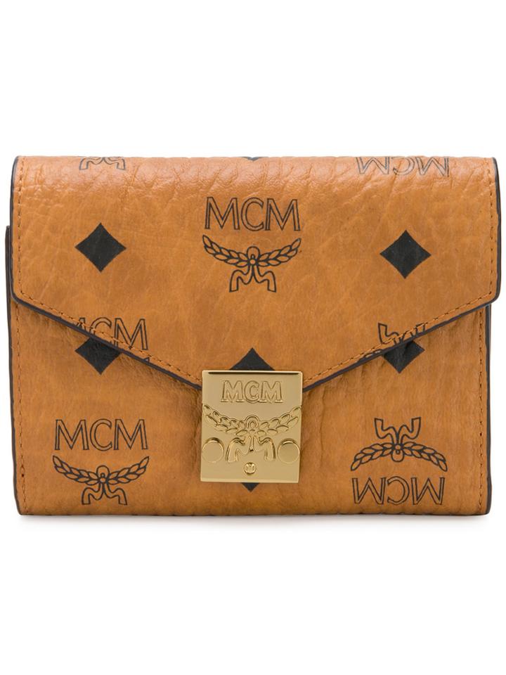 Mcm Logo Print Wallet - Brown