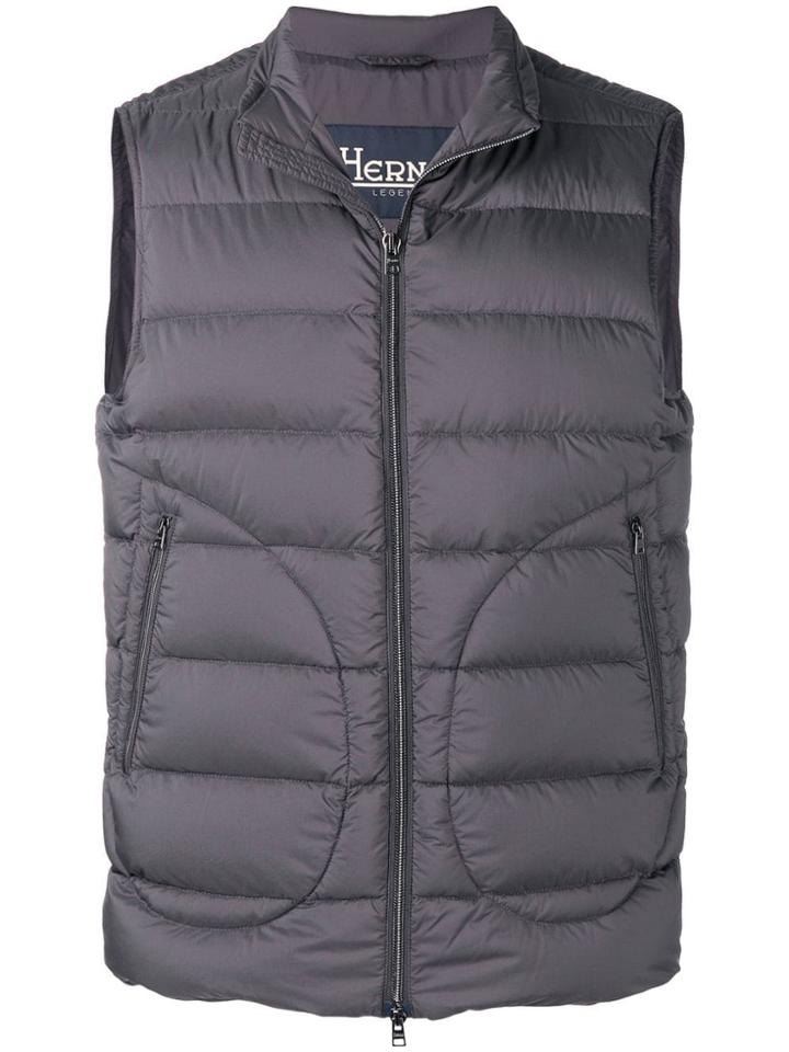 Herno Zipped Padded Gilet - Grey