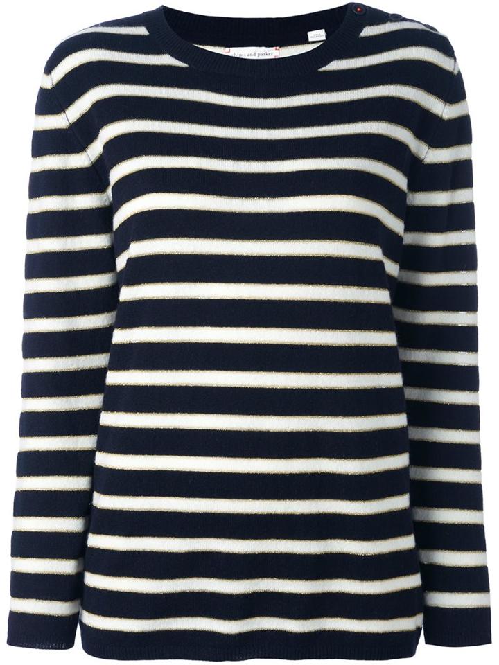 Chinti And Parker 'breton' Pullover, Women's, Size: Large, Blue, Cashmere