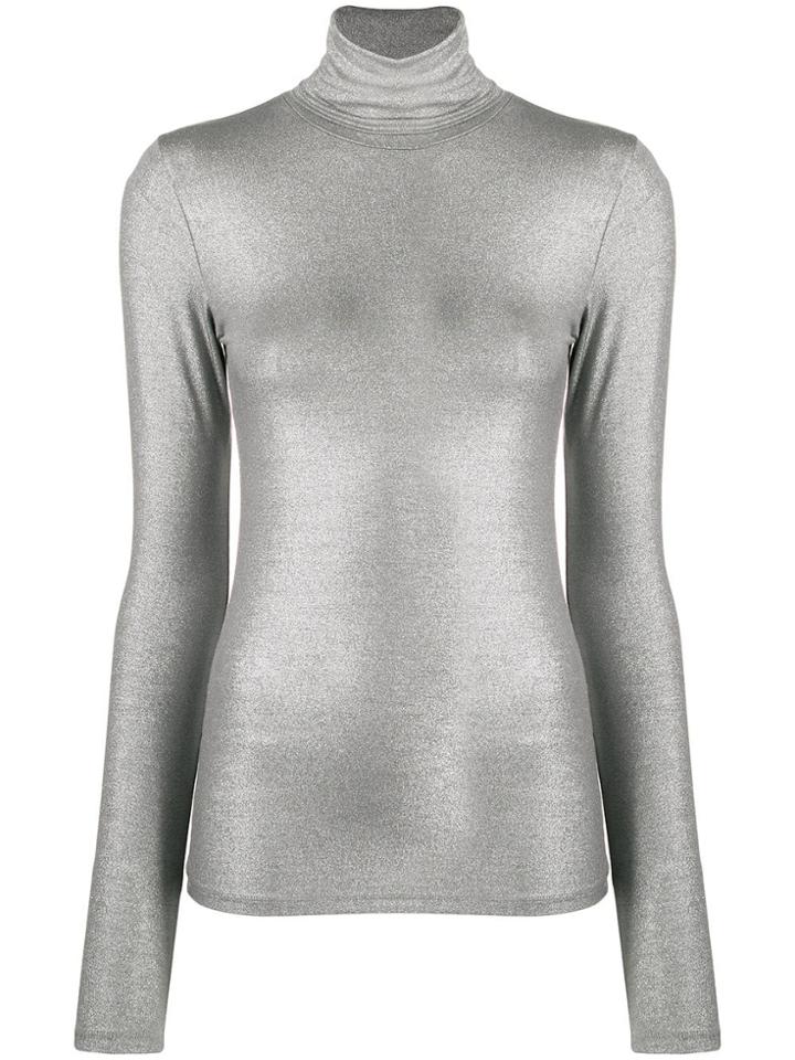 Majestic Filatures Turtle-neck Fitted Top - Grey