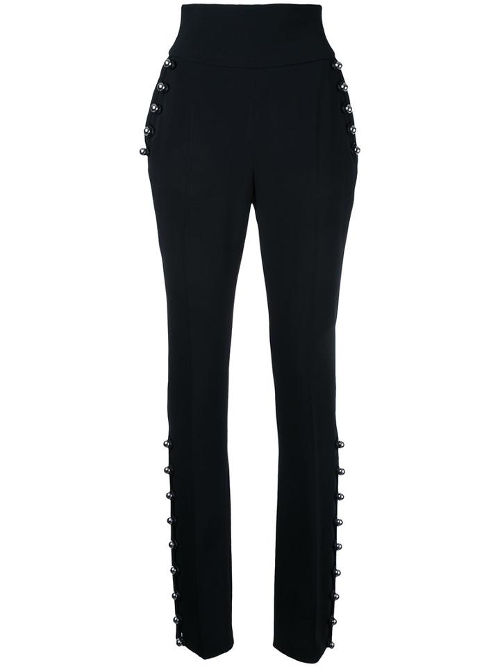 David Koma High Waisted Trousers, Women's, Size: 10, Black, Spandex/elastane/acetate/viscose