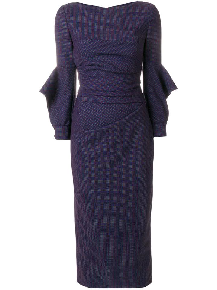 Talbot Runhof Fitted Midi Dress - Blue