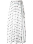 Forte Forte Gathered Striped Midi Skirt, Women's, Size: 3, Green, Silk