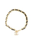 Chanel Pre-owned Cc Logos Rhinestone Chain Bracelet - Gold