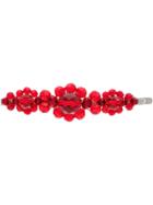 Simone Rocha Red Large Floral Bead Embellished Hair Clip