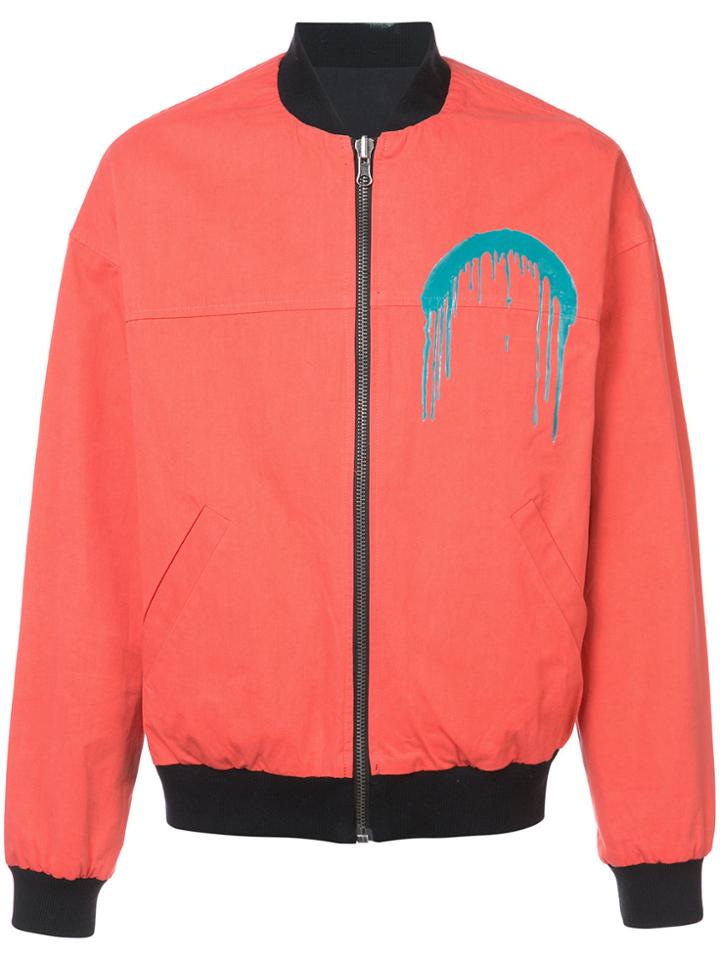 Rochambeau Drip Print Bomber Jacket - Red