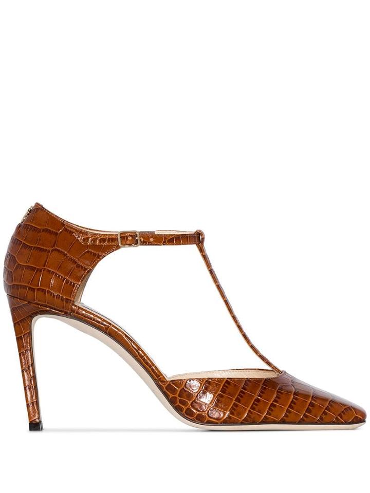 Jimmy Choo Lexica 85mm T-bar Pumps - Brown