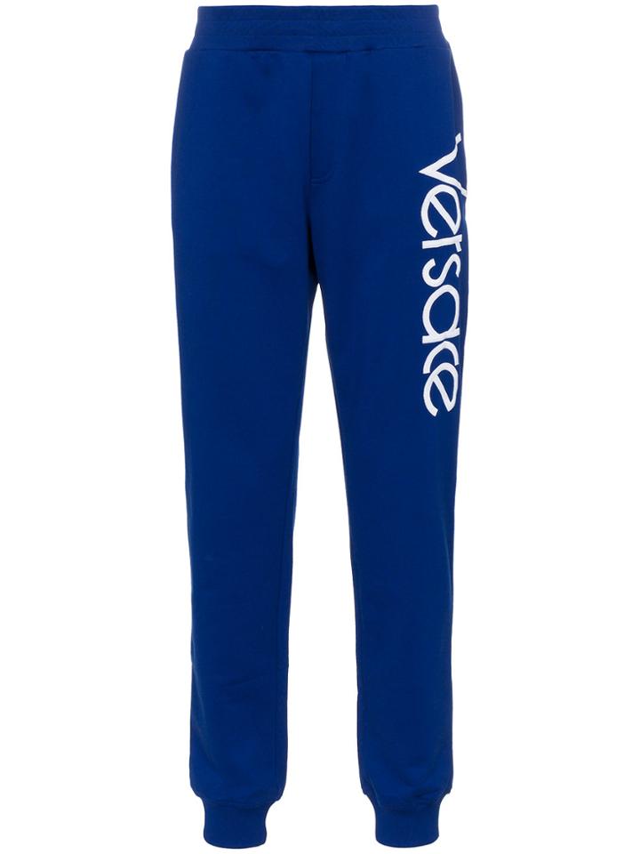 Versace Logo Print Sweatpants - Blue