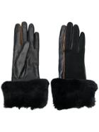 Gala Fur-trim Gloves - Black
