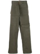 Jw Anderson Men's Khaki Fold Front Utility Trousers - Green