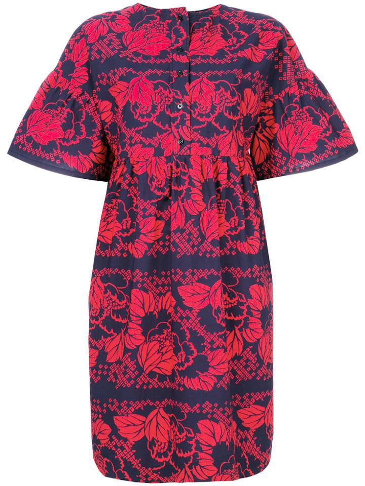 Odeeh Patterned Oversized Dress - Red