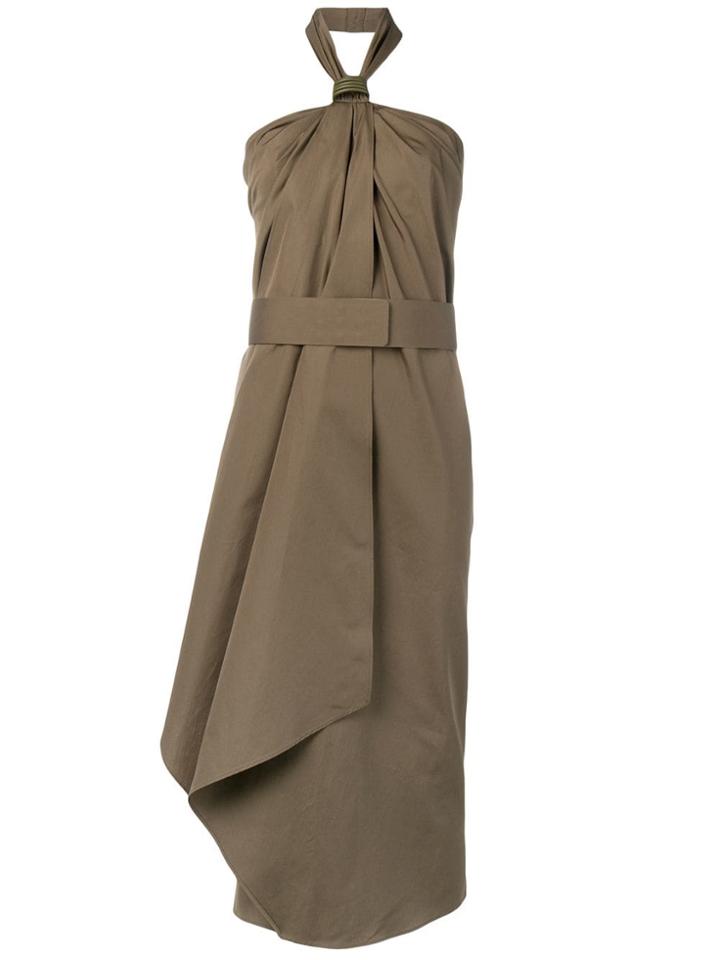 Max Mara Halterneck Belted Dress - Green