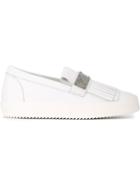 Giuseppe Zanotti Design Fringed Slip-on Sneakers, Men's, Size: 43, White, Leather/rubber