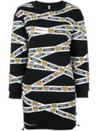 Moschino Logo Print Longsleeved Dress, Women's, Size: Small, Black, Cotton