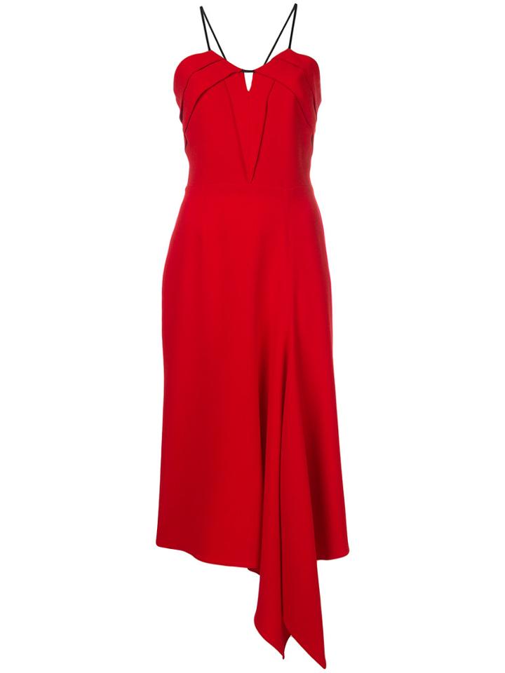 Roland Mouret Crepe Draped Hem Dress - Red