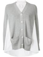 Sacai Block Panel Cardigan, Women's, Size: 3, Grey, Cotton/polyester