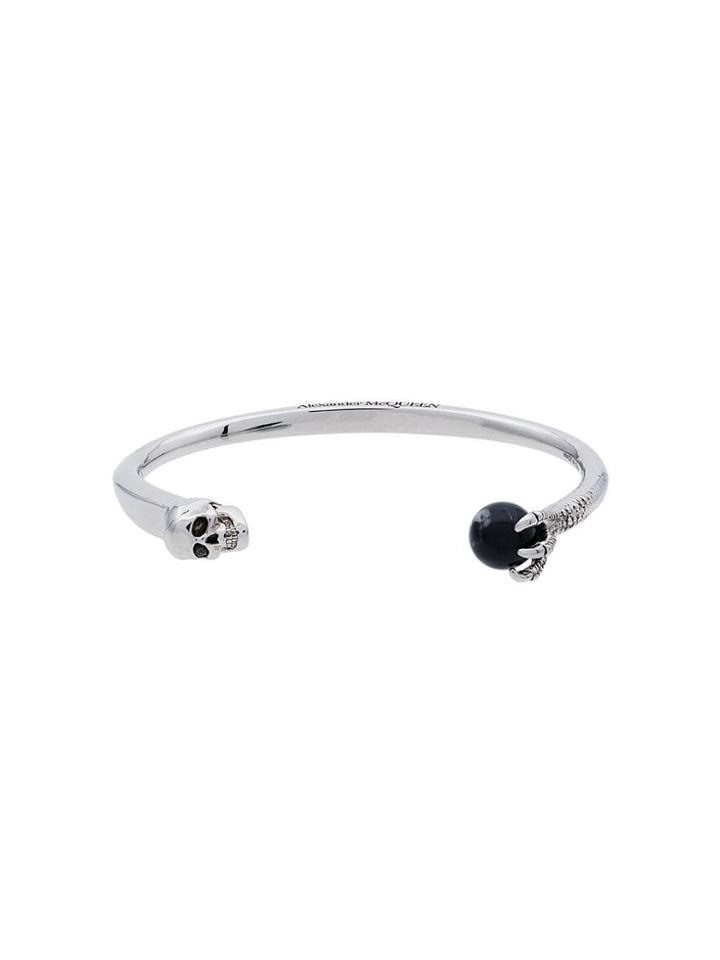 Alexander Mcqueen Metallic Skull And Claw Bracelet - Silver