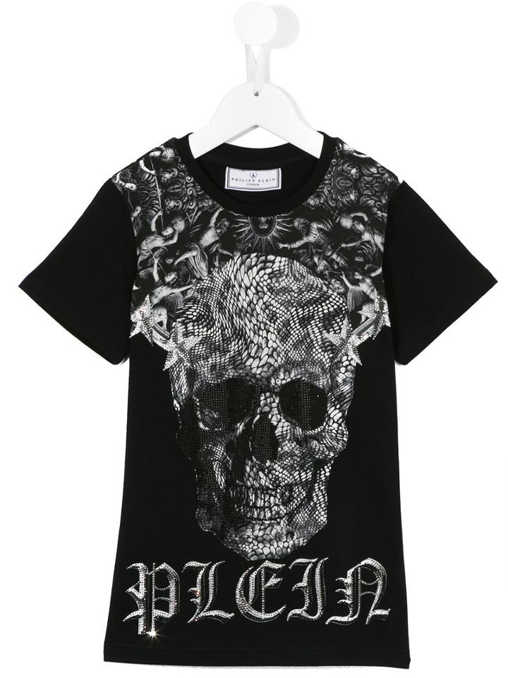 Philipp Plein Kids Logo Embellished T-shirt, Boy's, Size: 8 Yrs, Black