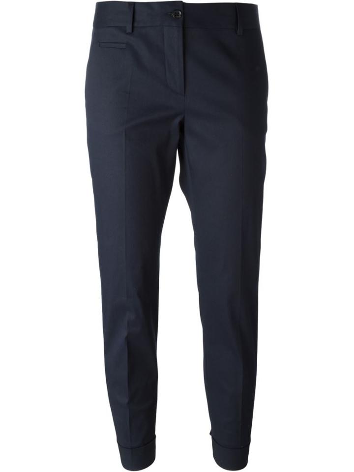 Alberto Biani Cropped Tailored Trousers, Women's, Size: 44, Blue, Cotton/spandex/elastane