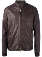 Orciani Zipped Jacket, Men's, Size: 50, Brown, Leather/viscose/polyamide/spandex/elastane