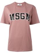 Msgm Logo Print T-shirt, Women's, Size: Small, Nude/neutrals, Cotton