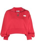Gcds Zipped Logo Sweater - Red