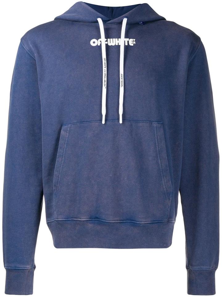 Off-white Logo Print Hoodie - Blue